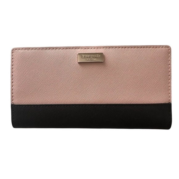 kate spade Handbags - Kate Spade Laurel Way Stacy Wallet in Two-Tone Pink and Black Saffiano Leather